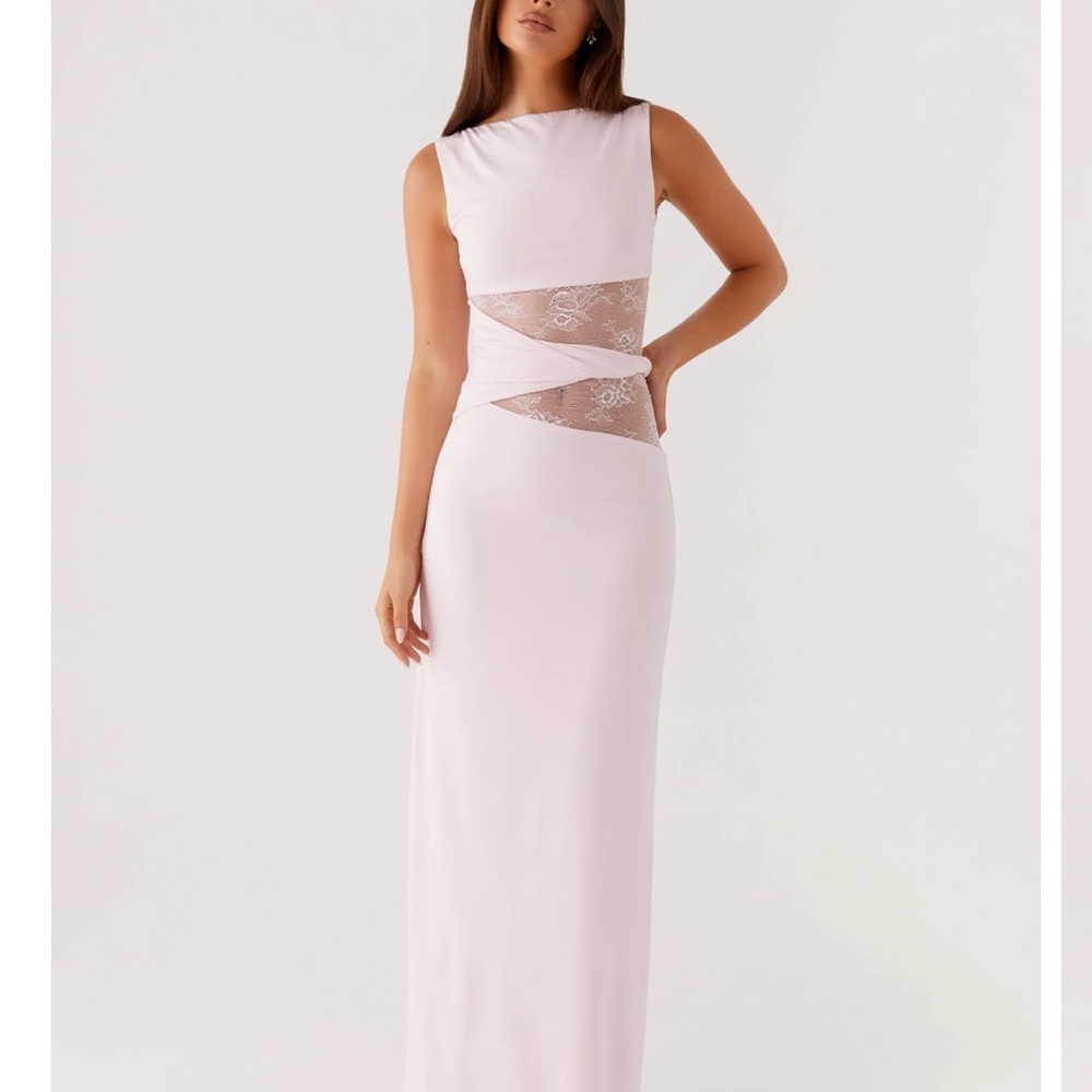 Peppermayo Karma Maxi Dress Pink Lace Cutout Dress
